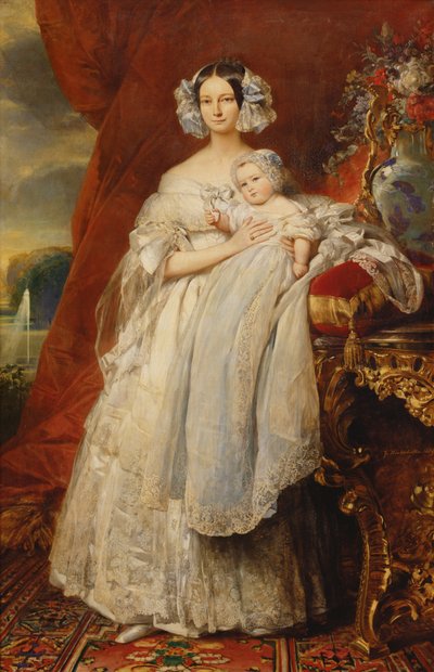 Helene-Louise de Mecklembourg-Schwerin, Duchess of Orleans (1814-58) with his son Count of Paris (1838-94) 1839 by Franz Xaver Winterhalter