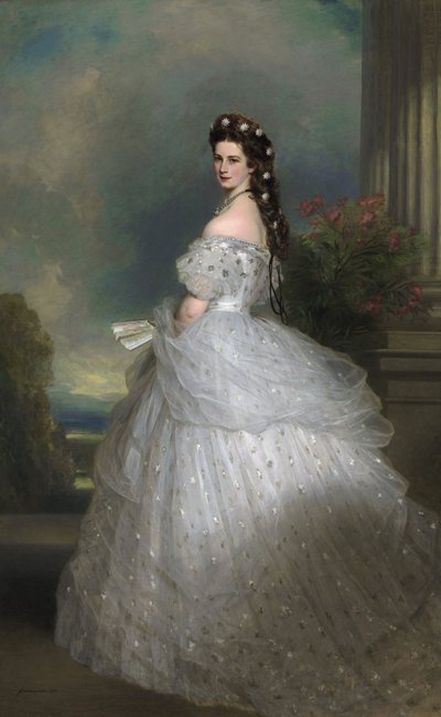 Empress Elisabeth of Austria in Courtly Gala Dress with Diamond Stars by Franz Xaver Winterhalter
