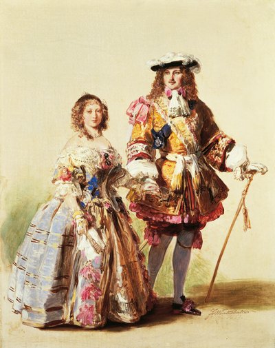 Queen Victoria and Prince Albert wearing clothes of the Restoration for their ball in 1851 by Franz Xaver Winterhalter