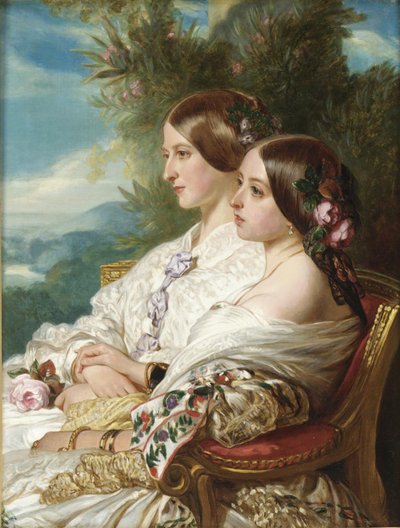 Queen Victoria and Her Cousin, the Duchess of Nemours by Franz Xaver Winterhalter