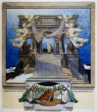 And new progeny descends from heaven, Purgatory, canto XXII, Divine Comedy of Dante Alighieri, illustration by Franz von Bayros by Franz von  Bayros