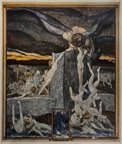 The Simoniacs, Hell, Canto XIX by Franz von Bayros (1866 1924)