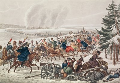 The French Army Retreat over the River Berezina, 26th November 1812, engraved by J.A. Klein by Franz von Habermann