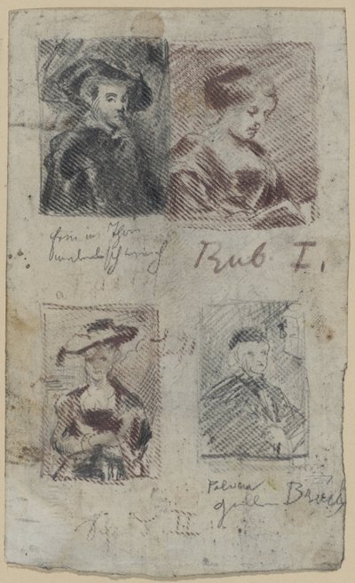 Three Copy Sketches after Peter Paul Rubens, One after Palma Vecchio (?) by Franz von Lenbach, Peter Paul Rubens