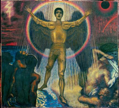 Franz von Stuck, The Angel of Judgment / Painting, circa 1922 by Franz von Stuck