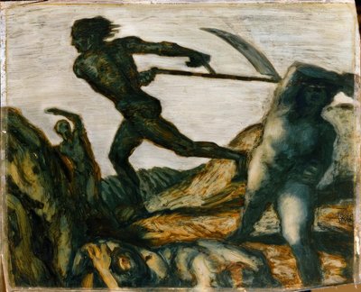 Franz von Stuck, The Reaper / Painting, circa 1923 by Franz von Stuck