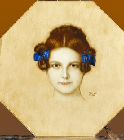 Franz von Stuck, Mary with Blue Ribbons by Franz von Stuck