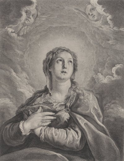 The Virgin, hands folded on her chest, looking upwards by Frédéric Horthemels