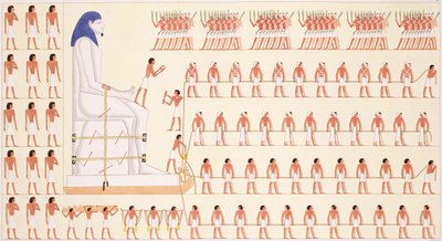 A wall painting at Beni Hasan depicting the moving of a colossal statue of a Pharaoh by Frederic (after) Cailliaud