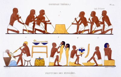 Metalworking, from a Rare Record of Frescoes from Thebes, recorded 1819-1822 by Frederic Cailliaud by Frederic (after) Cailliaud