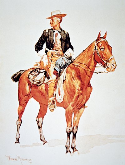 Lieutenant S.C. Robertson, Chief of the Crow Scouts, from a watercolour of 1890 by Frederic (after) Remington