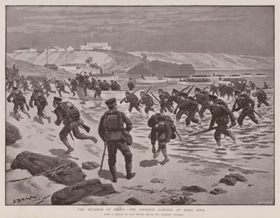 The Invasion of China, the Japanese landing at Hano Zono by Frederic (after) Villiers