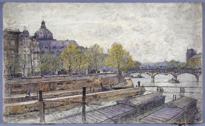 Quai Conti and Pont des Arts by Frederic Anatole Houbron