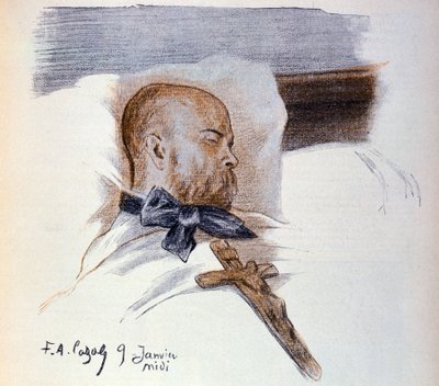 The French Poet Paul Verlaine on His Deathbed by Frederic Auguste Cazals