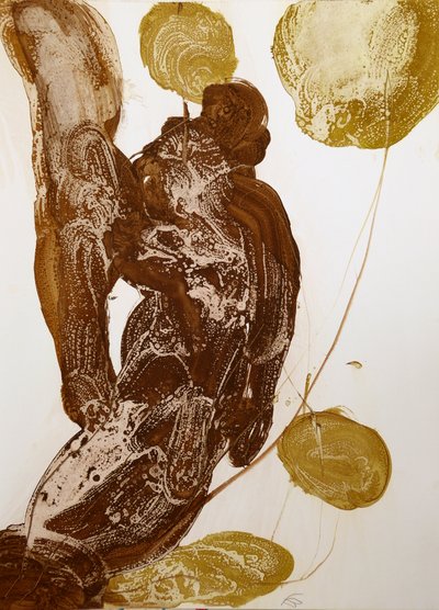 Golden Abstract Embrace by Frederic Belaubre