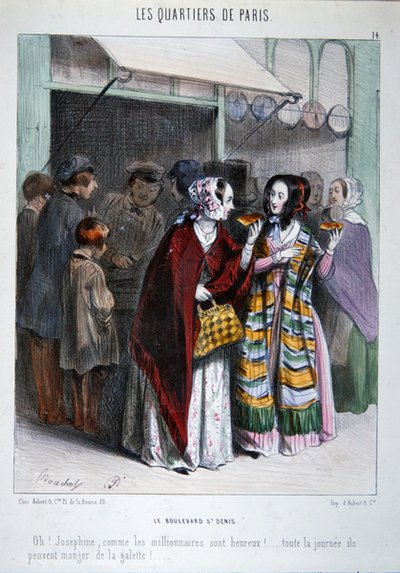 Two Parisians eating cake on the Boulevard St. Denis, illustration from the series 