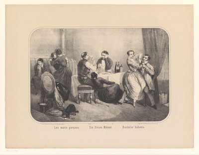 Group of Men and Women in an Interior by Frederic Charles Wentzel (possibly)