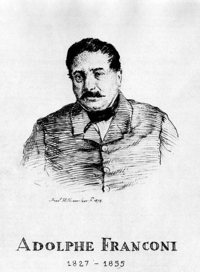 Circus: Etching by Frédéric Hillemacher, Portrait of Adolphe Franconi (1827-1855) - in 
