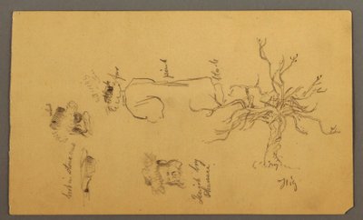 Costume Design of a Jewish Boy Described as a Pharisee, a Fig Tree, and Heads, Palestine by Frederic Edwin Church