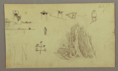 Chimneys, Waterfalls, Figure, etc., July possibly 1868 by Frederic Edwin Church