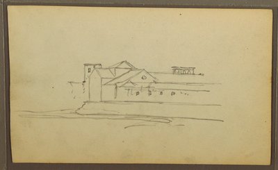 Church, Towers; Verso: Figures in Canoe, Botanical Sketches, 1857 by Frederic Edwin Church