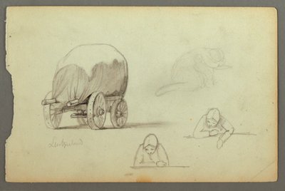 Covered Wagon, Three Studies of a Woman, possibly 1868 by Frederic Edwin Church