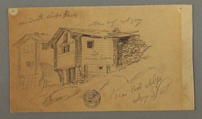Details of Mountain Sheds, Houses and a Rock, Bernese Alps, Switzerland, September 3, 1868 by Frederic Edwin Church