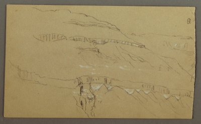 El Yemen Valley, Arabia: Rock Wall with the Upper Part Resembling a Row of Columns, February 20, 1868 by Frederic Edwin Church