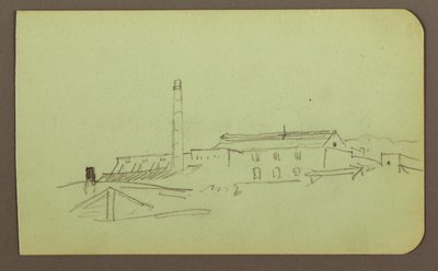 Factory; Verso: Figures, 1883 by Frederic Edwin Church