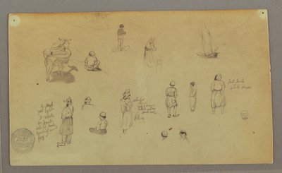 Figure Studies, Pack Donkey, Sailboat, Possibly 1868 by Frederic Edwin Church