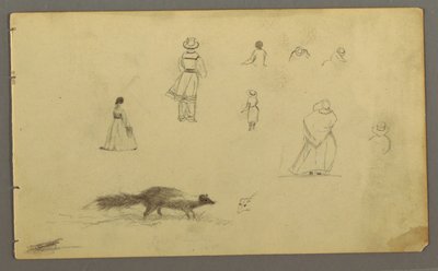 Figure Studies from the Back, a Skunk, Possibly 1857-58 by Frederic Edwin Church