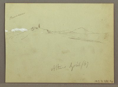 Flock of Sheep and Shepherd, Snow Covered Mountain Ranges, April 1869 by Frederic Edwin Church