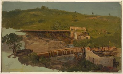 Hill with Viaducts and Ruined Mills, Near Catskill, New York, ca. 1865 by Frederic Edwin Church