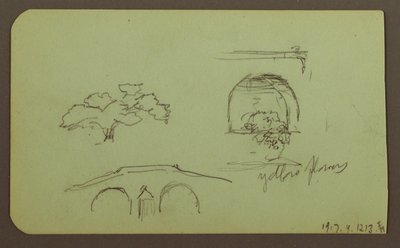 Landscape, Figure; Verso: Trees, Bridge, Plants, 1883 by Frederic Edwin Church