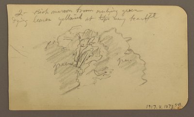 Landscape, Houses; Verso: Tree Top, February 1885 by Frederic Edwin Church