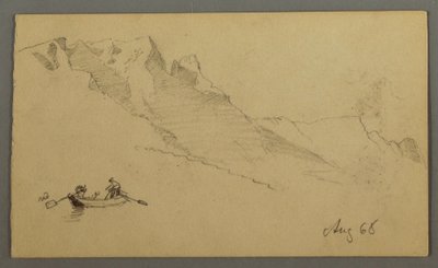 Mountain Peaks, Two figures in a Rowboat, August 1868 by Frederic Edwin Church
