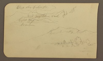 Mountain Ranges, Cuautla, Church; Verso: Crouching Horse, Landscape Notations, February 1885 by Frederic Edwin Church
