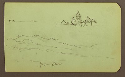 Mountains, Church; Verso: Figures, Church, 1883 by Frederic Edwin Church