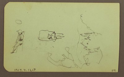 Mountains, Church; Verso: Figures, Church, 1883 by Frederic Edwin Church