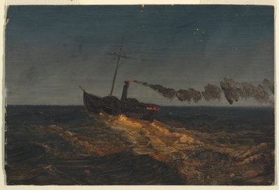 Paddle steamer at dusk, ca. 1853 by Frederic Edwin Church