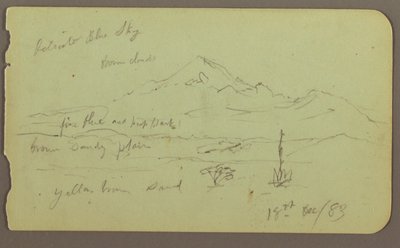 Popocatapel; Verso: Frieze on Texcoco Hotel, December 18, 1883 by Frederic Edwin Church