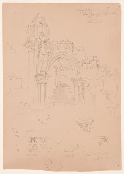Ruins of St. George Church, Lydda [present day Lod], February 7, 1868 by Frederic Edwin Church