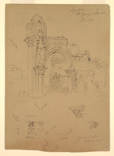 Ruins of St. George Church, Lydda [present day Lod], February 7, 1868 by Frederic Edwin Church