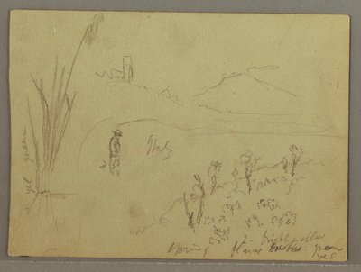 Sketches from Italy: Building with a Tower, Mountain, and Man, April 29, 1869 by Frederic Edwin Church