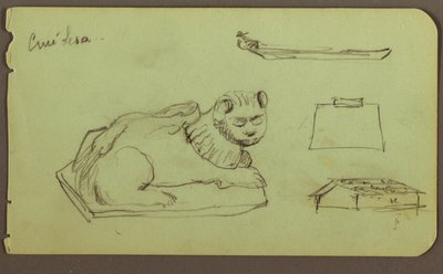 Statue of Lion, Skiff; Verso: Statue of Lion, December 1883 by Frederic Edwin Church