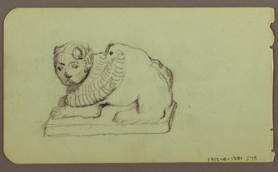 Statue of Lion, Skiff; Verso: Statue of Lion, December 1883 by Frederic Edwin Church