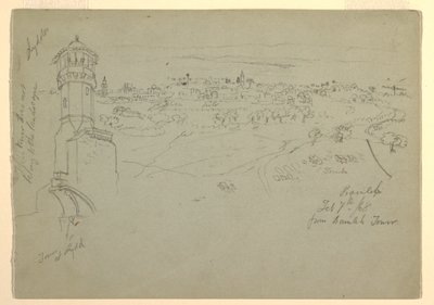 Tower at Lydda, and Ramleh seen from Ramleh Tower, Palestine [Ramleh, Israel], February 7 and 10, 1868 by Frederic Edwin Church