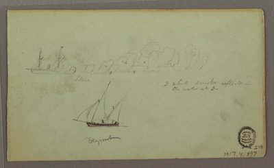 Two Studies of Fishermen with Rods and Torches, April 1868 by Frederic Edwin Church