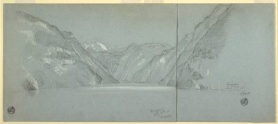 View of Lake Konigssee with the Falkenstein, near Berchtesgaden, Bavaria, Germany, Part 2, July 11, 1868 by Frederic Edwin Church