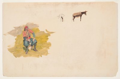 Near East, man; donkey by Frederic Edwin Church